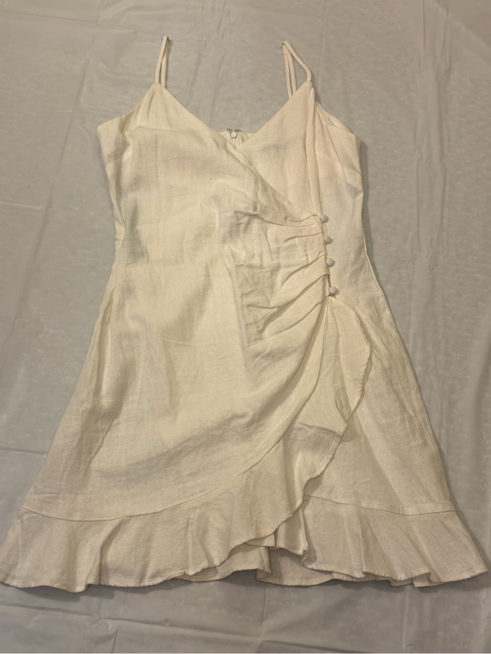 White Linen Ruffle Slip Dress